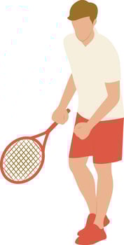 Man Playing Tennis Isolated on White Background vector