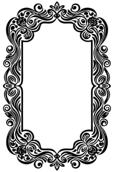 a black and white ornate frame with swirls vector