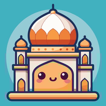 a cartoon building with a smiling face vector