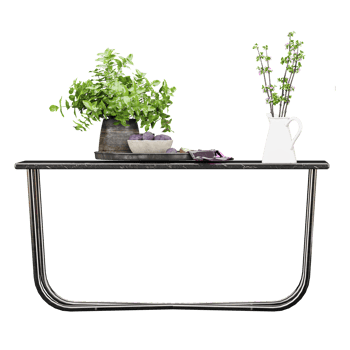 Metal Planter with plants isolated on transparent canvas png