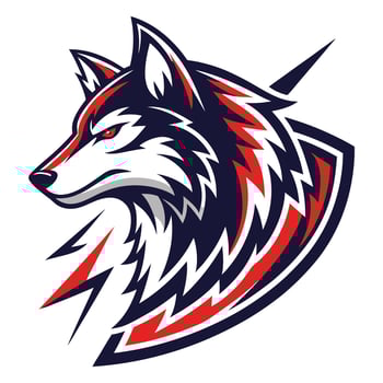 the head of a wolf with lightning bolts on it vector