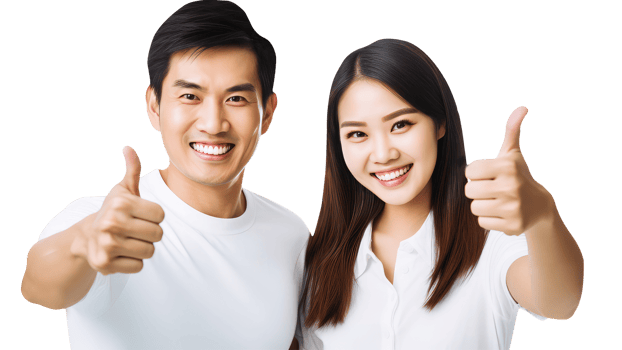 A man and woman giving thumbs up. png