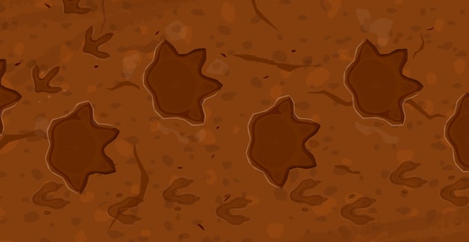 Prehistoric era dinosaur fossil footprints vector