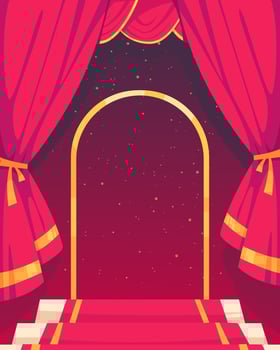 Hand drawn flat red carpet background vector
