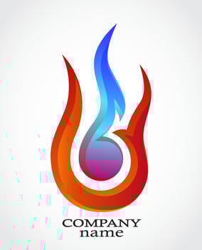 elegant stylized red blue flame logo design vector