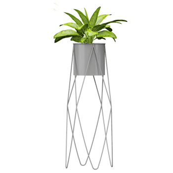 3d illustration of Water spinach plants in gray Planter Tall isolated on transparent canvas png