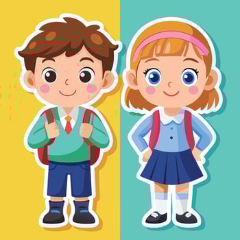 cartoon boy and girl school uniform, illustration vector