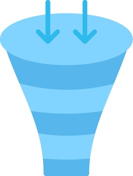A funnel with arrows pointing up vector