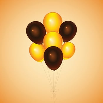 black and orange balloons on orange background vector
