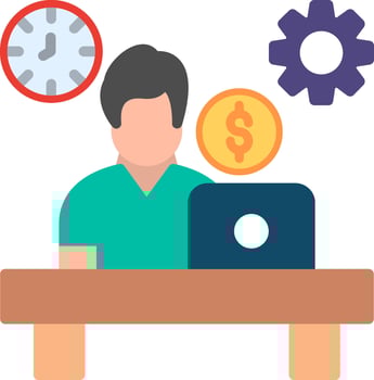 Hard Work Flat Illustration Icon Design vector