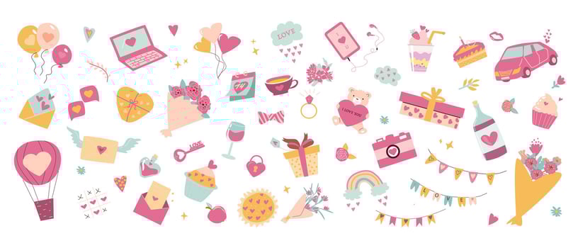 Colorful celebration icons of love and joy vector