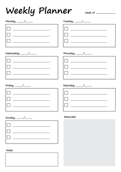 Free Weekly Planner Template png