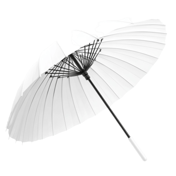 Umbrella Open in White on Transparent Background png