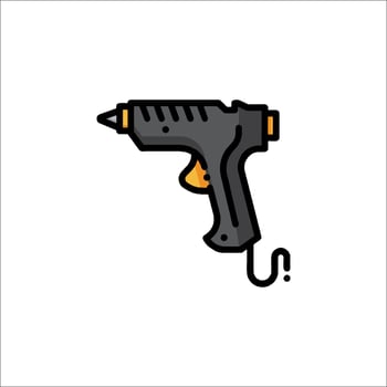 A gun icon with a black and yellow handle vector