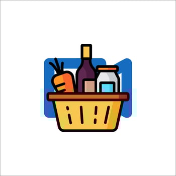 A basket with food and wine in it vector
