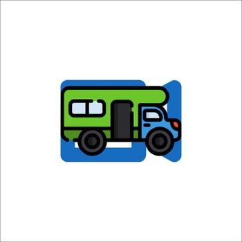 A green camper truck icon on a white background vector
