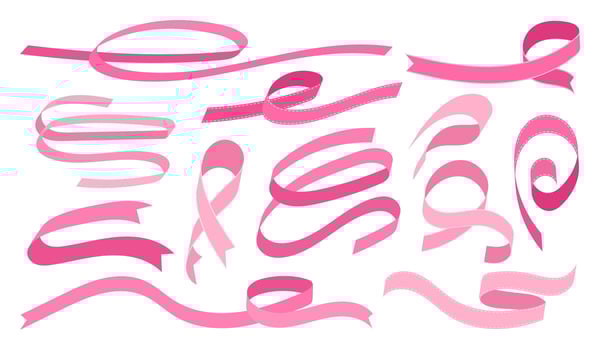 Set of pink ribbons for Happy Birthday, holiday greetings, cards, award designs. Wavy ribbons for decoration. Isolated symbols on a white background. vector