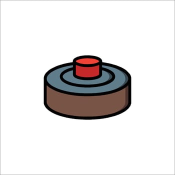 A red button on top of a black object vector
