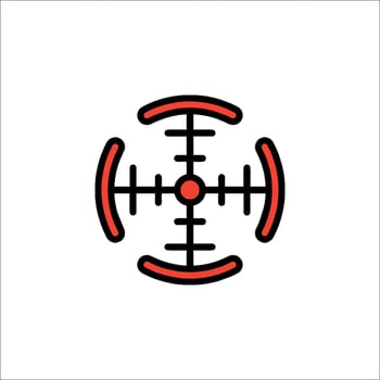 A red crosshair icon on a white background vector