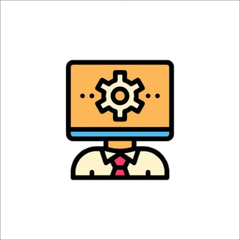 A man with a computer on his head vector