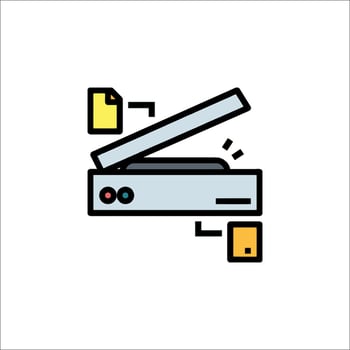 A printer with a paper clip icon vector