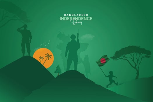 Independence Day of Bangladesh. People saluting and celebrating independence of Bangladesh army on independence day. Pro vector