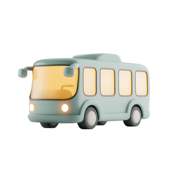 A cute, stylized cartoon bus design perfect for children's illustrations. png