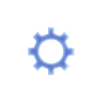 A glowing gear icon symbolizing technology and innovation in design. png
