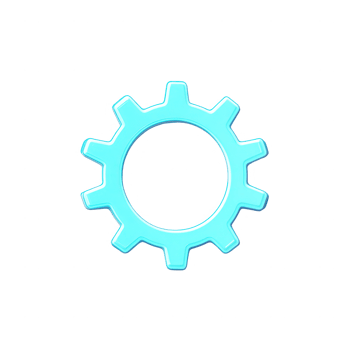 A vibrant blue gear icon symbolizing innovation and mechanical processes. png