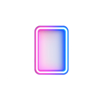 A vibrant neon frame glowing with pink and blue lights on a dark background. png