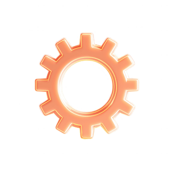 A vibrant orange gear symbolizing innovation and mechanical efficiency. png