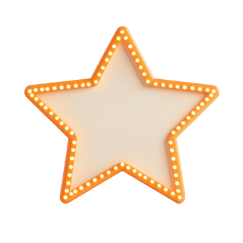 An illuminated star shape with a blank center, perfect for signage or decoration. png