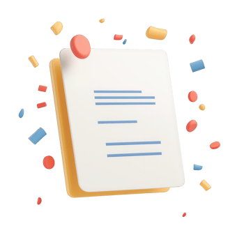 Colorful graphic elements surrounding a blank paper, ideal for creative projects. png