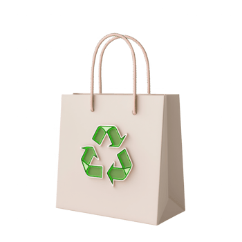 Eco-friendly shopping bag with a recycling symbol promoting sustainable choices. png