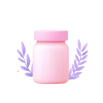 Stylish pink jar with decorative leaves, perfect for cosmetic or food presentations. png