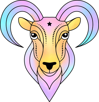 Aries zodiac sign with digital watercolor effect. png