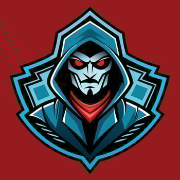 the evil man in a hoodie with red eyes vector