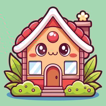 a cute house with a red nose and eyes vector