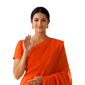 indian woman in orange sari png