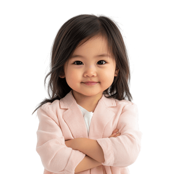 asian girl with arms crossed on transparent background png