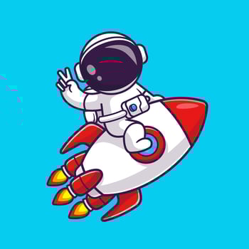 Cute Astronaut Riding Rocket With Peace Hand In Space Cartoon vector
