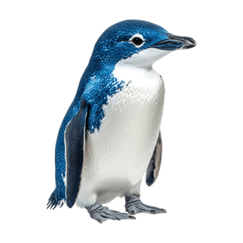 blue penguin on transparent background png