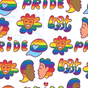 seamless pattern with rainbow colored lgbt elements vector