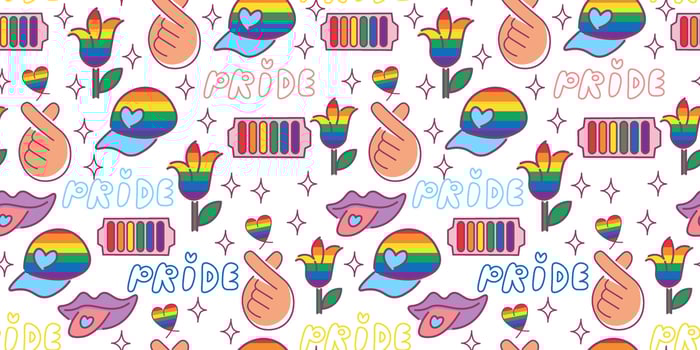seamless pattern with lgbt pride elements as horizontal background vector
