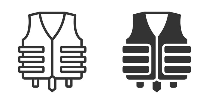 Icon of a life vest, commonly used for safety and water activities like swimming, boating, and rescue operations. vector