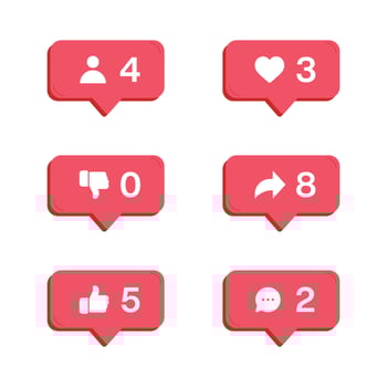 like Share Comment Icon Set Red Color vector