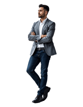 Confident Businessman Standing with Arms Crossed on Transparent Background png