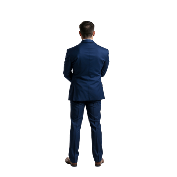 Confident Businessman in Blue Suit Standing on Transparent Background png