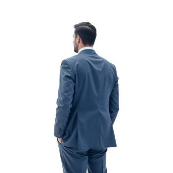 Confident Businessman in Blue Suit Standing with Back to Camera on Transparent Background png
