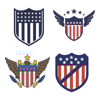 Clean Modern Shield Icons set USA Theme Geometric Shield Graphics vector